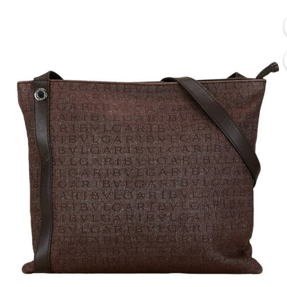 AUTHENTIC Bvlgari logo Mania Canvas & Leather Crossbody